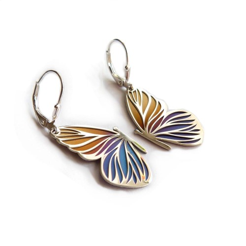 Tytan motyle kolczyki srebrne wiszące