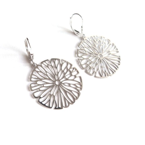 Dmuchawce - duze wiszące srebrne kolczyki - srebro 925