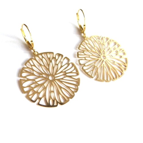 Kolczyki duże azurowe koła dmuchawce - srebro próby 925 pozłacane