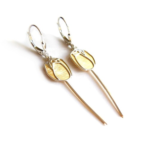 Kolczyki srebrne wiszące długie - tulipany