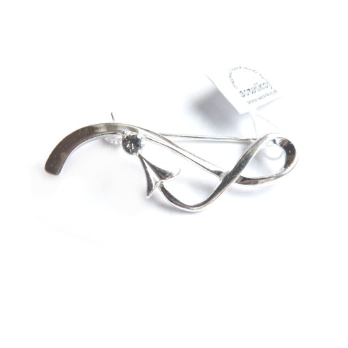 Lekka broszka srebrna błyskawica z cyrkonią