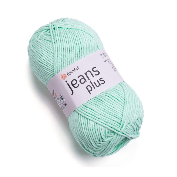 Miętowa włóczka jeans plus