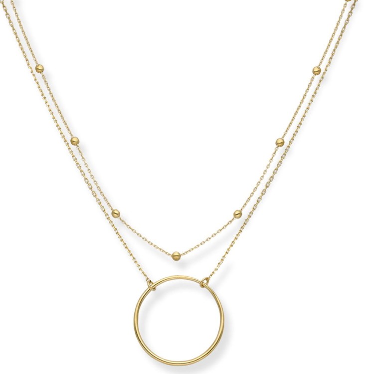 Srebrny pozłacany naszyjnik łańcuszek z kulkami - podwójny