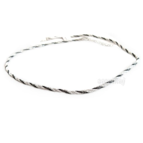 Delikatny efektowny łańcuszek - skręcona plecionka srebro 925