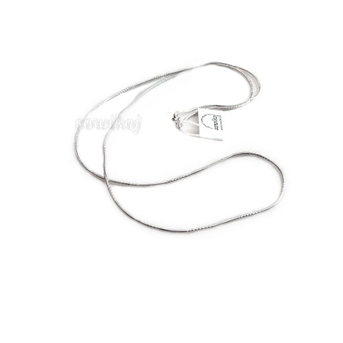 Srerny błyszczący łańcuszek rodowany z nacięciami