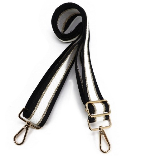 Pasek czarny ze złotym lampasem