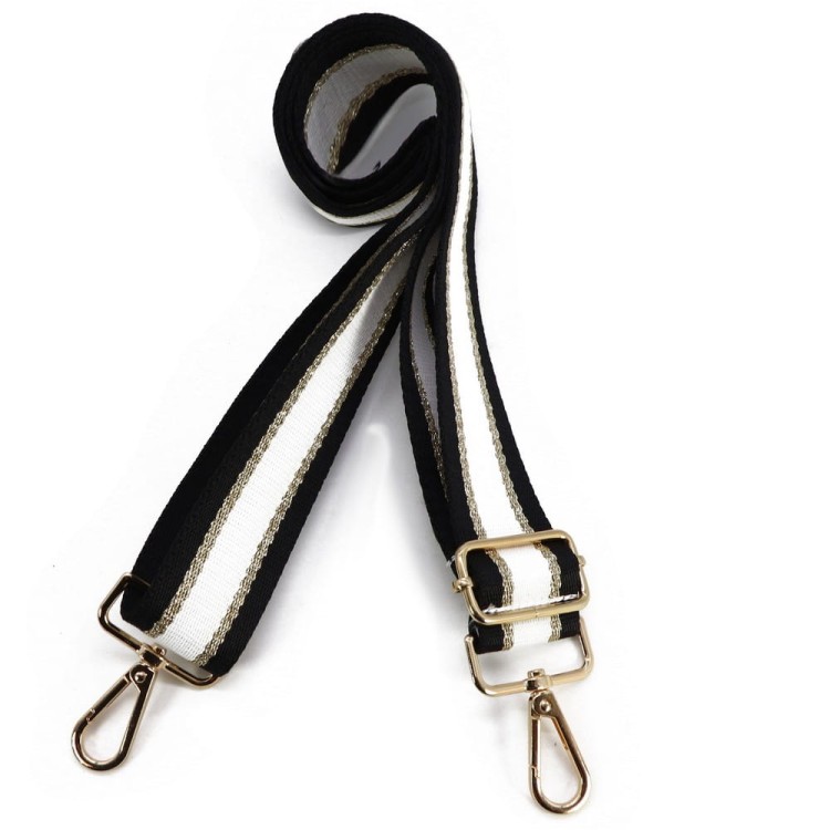 Pasek czarny ze złotym lampasem