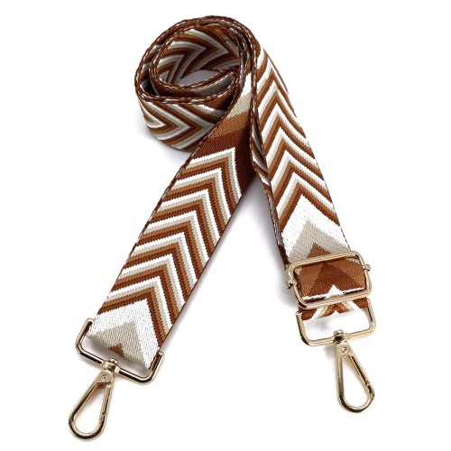 Pasek parciany do torebki braz i beż z regulacją