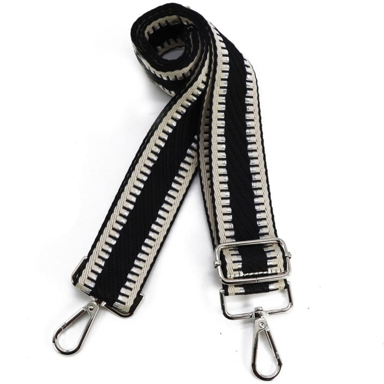 Pasek do torebki, długi, parciany z regulacją i karabińczykami