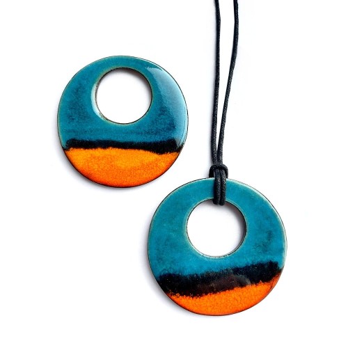 Wisior zawieszka ozdobna ceramiczna duże koło - rękodzieło