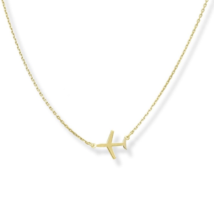 Samolot. wisiorek na łańcuszku - celebrytka srebro pozłacane