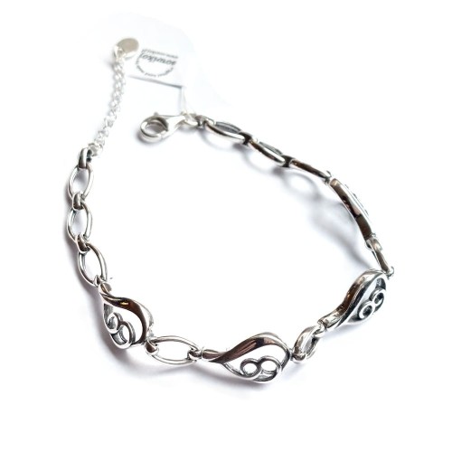 szeroka bransoletka srebrna z fantazyjnych elementów