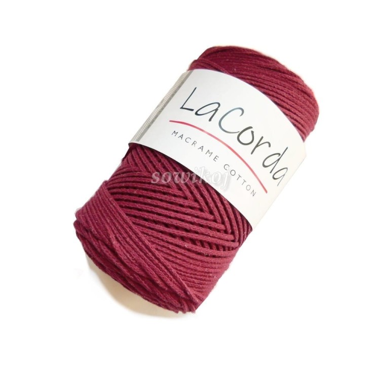 Bawełniany sznurek bordowy ciemny kolor 260 na torebki i podkładki