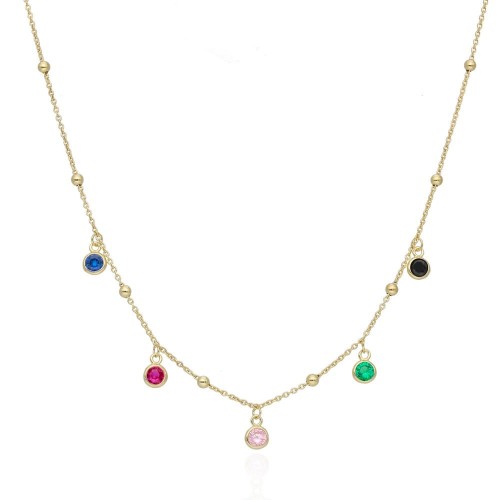 Kolorowe Kulki. Łańcuszek z zawieszkami srebro 925 pozłacane