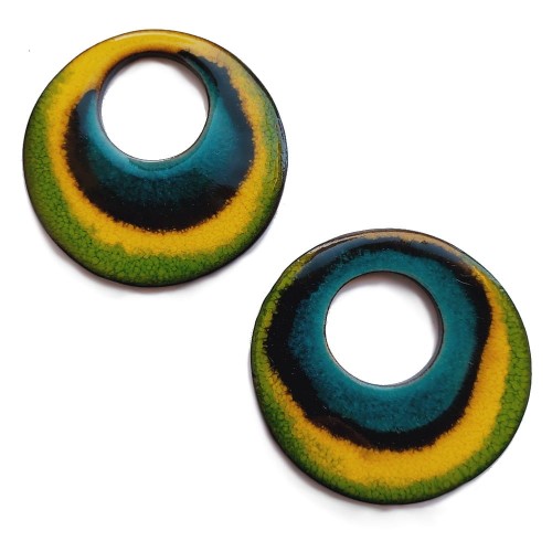 Duży ceramiczny ręcznie robiony wisiorek na sznurku - ozdoba na sukienki i dzianiny