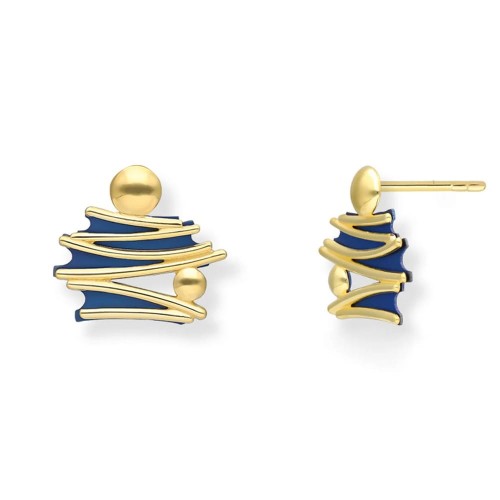 Kolczyki srebro 925 i tytan pozłacane morze - Chaos