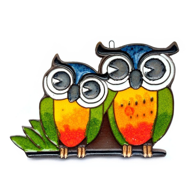 Ceramiczne sówki - pomarańczowo zielone