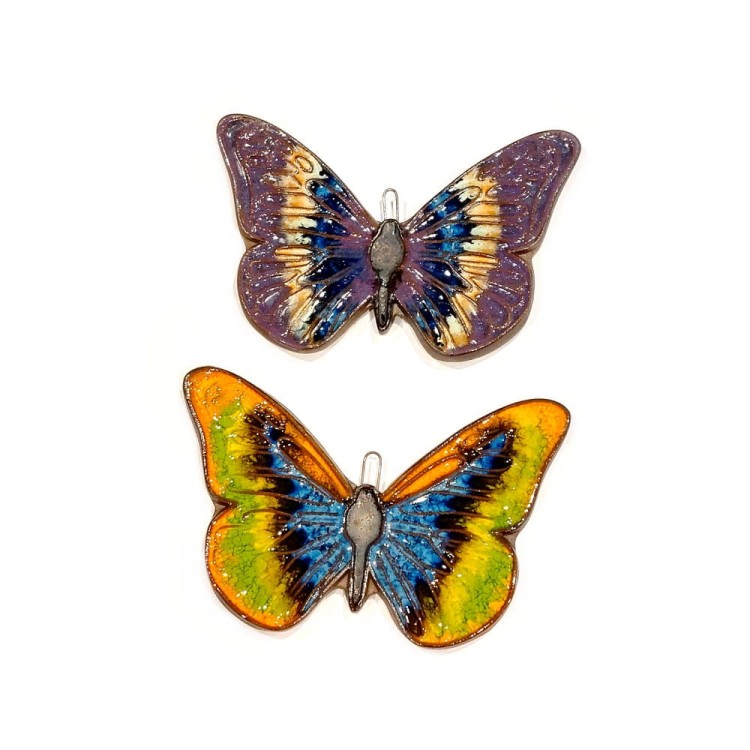 Kolorowe motylki ceramiczne do powieszenia na ścianie