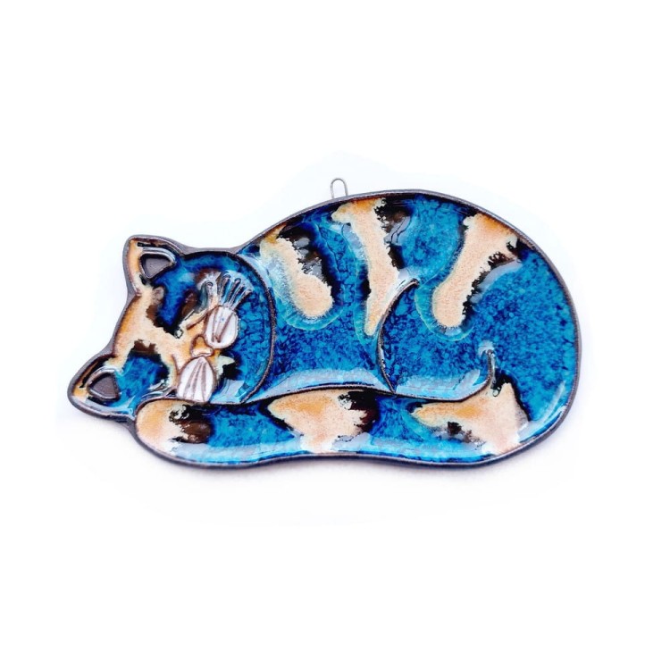 Niebieski kotek ceramiczny - śpioch