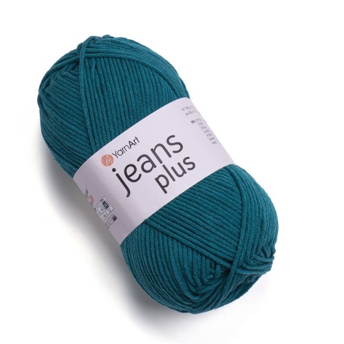 Włóczka yarnart jeans plus 63. Mieszanka przędzy bawełna z akrylem na koce i zabawki