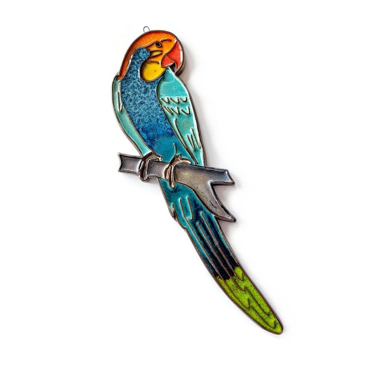 Niebieska papuga ceramiczna - ceramika handmade