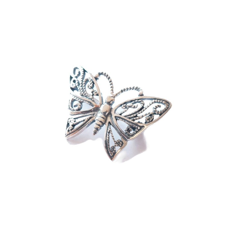 Ażurowy motylek - broszka zapinka do żakietu, srebro próby 925