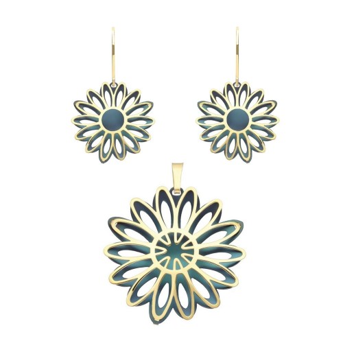 Star - kwiat biżuteria tytan i srebro kolczyki lub wisiorek w kształcie dwukolorowej gwiazdy