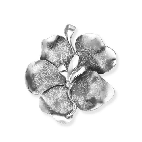 Duzy wisior przestrzenny kwiat o 5 płatkach 3d z zawieszką na łańcuszek - srebro 925 oksydowane