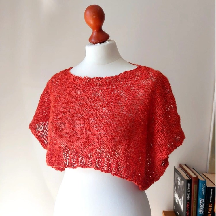 Przykładowa realizacja bluzka z włóczki linen soft 7310