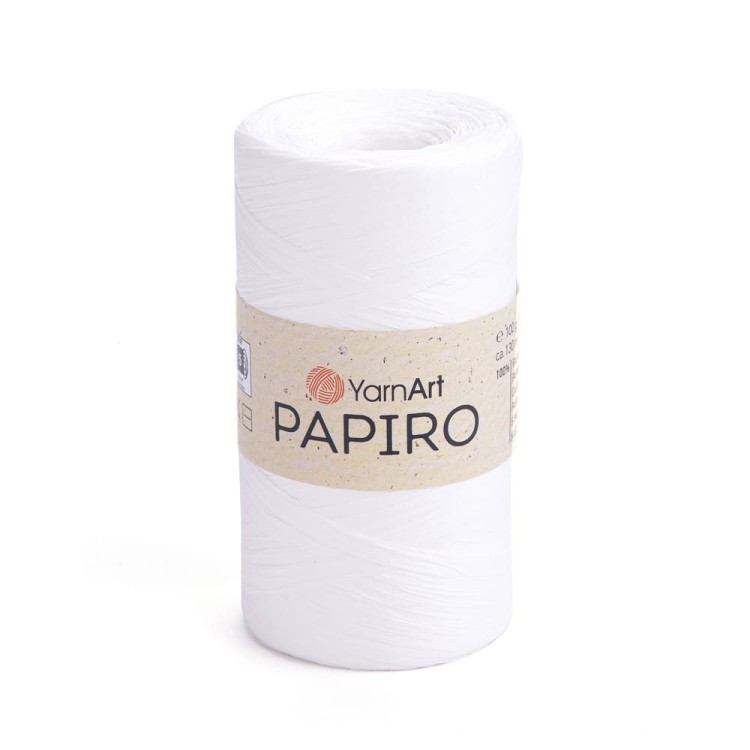 Włóczka celulozowa - sznurek biały płaski nieskręcony  raffia