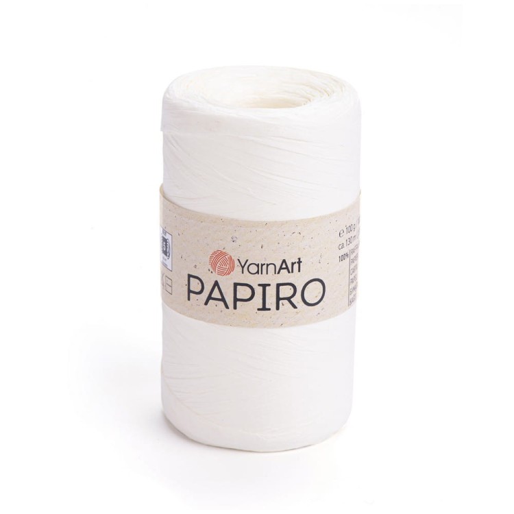 Włóczka celulozowa - sznurek jasny krem - ecru płaski nieskręcony  raffia