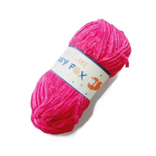 Włóczka chenille puszysta baby fox neonowy różowy 07