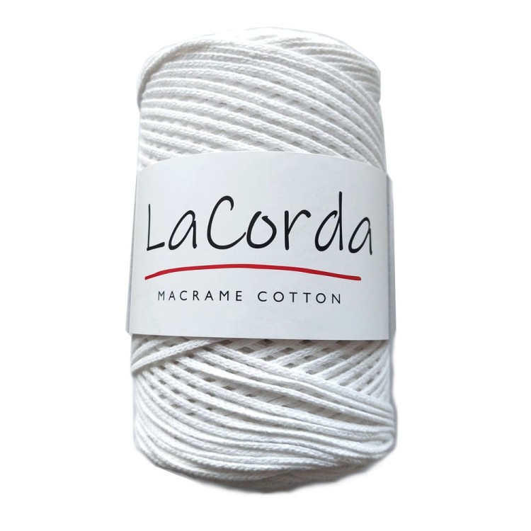 Sznurek do szydełkowania kolor biały bawełniany pleciony motek 200m z etykietą