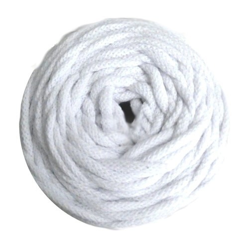 Sznurek bawełniany pleciony  z rdzeniem 5mm biały LaCorda cotton cord 5 motek 100m