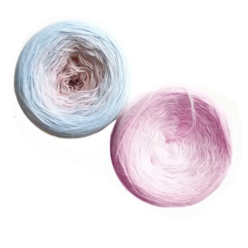 Włóczka  cieniowana super miękka akryl anti pilling - róż do błękitu - motek w 2 częściach 2000m.