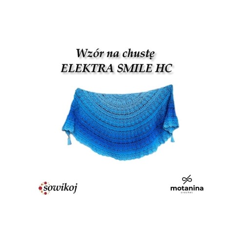 Wzór szydełkowy na chustę półokrągłą Elektra smile