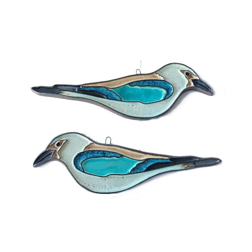 Ptaki polskie ceramiczne figurki - kraski. Wersja jasno niebieska.