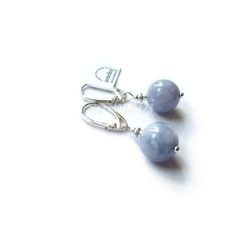 Srebrne kolczyki kulki anhydryt