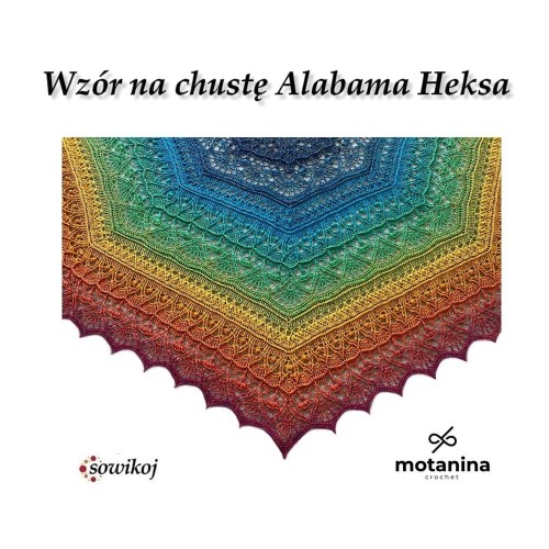 Wzór do szydełkowania na chustę Alabama heksagonalny