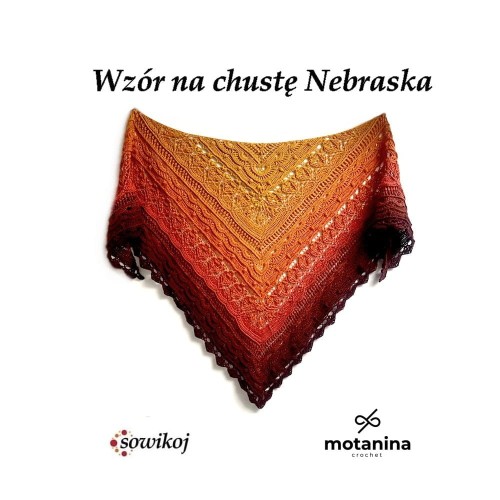Nebraska bogaty wzór na trójkątną chustę z reliefami
