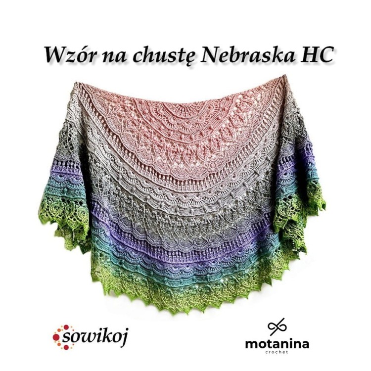 Wzór na półokrągłą chustę Nebraska HC - szydełko