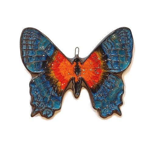 Ceramiczna ozdoba do powieszenia na ścianie lub w ogrodzie. Motyl niebieski