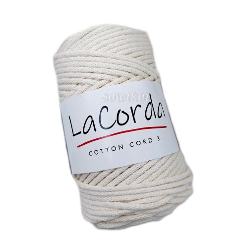 Jasno kremowy - biel wełny sznurek bawełniany z rdzeniem bawełnianym kolor 170 3mm.