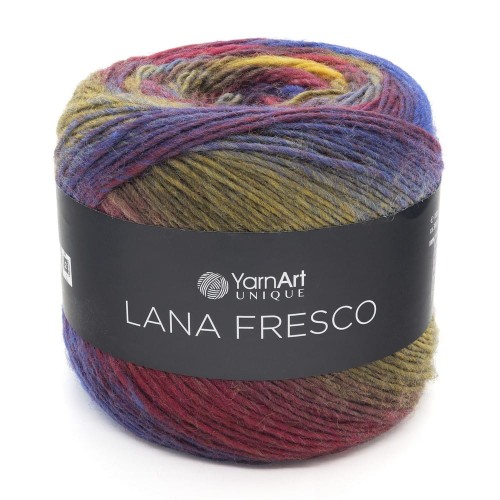 Wełna 100% włóczka Yarn art Lana Fresco kolor 8108. Mix kolorów oliwka, bordo granat, czerwień fiolet żółty