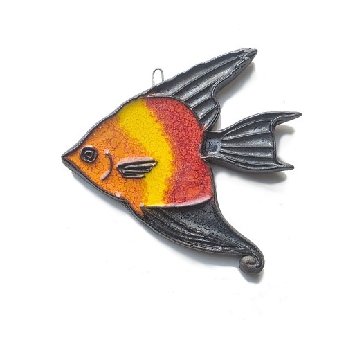 Ozdoba do domu zawieszka na ścianę skalar mini. Ceramika szkliwiona pomarańczowo czerwona.