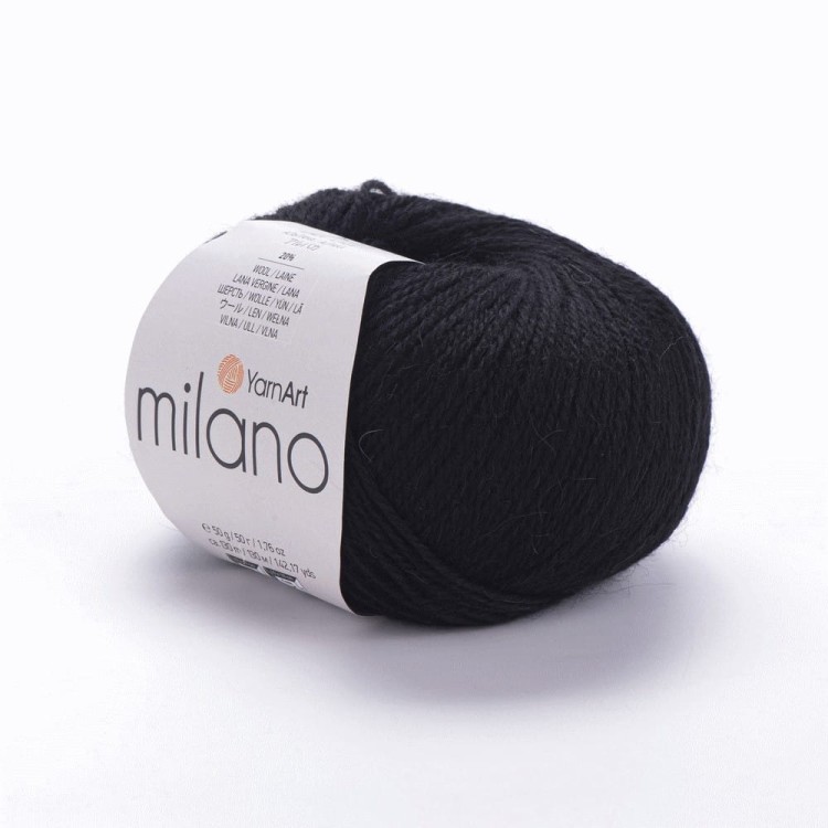 Delikatna miękka włóczka z wełną, wiskozą i alpaką Yarn art milano 850 kolor czarny.
