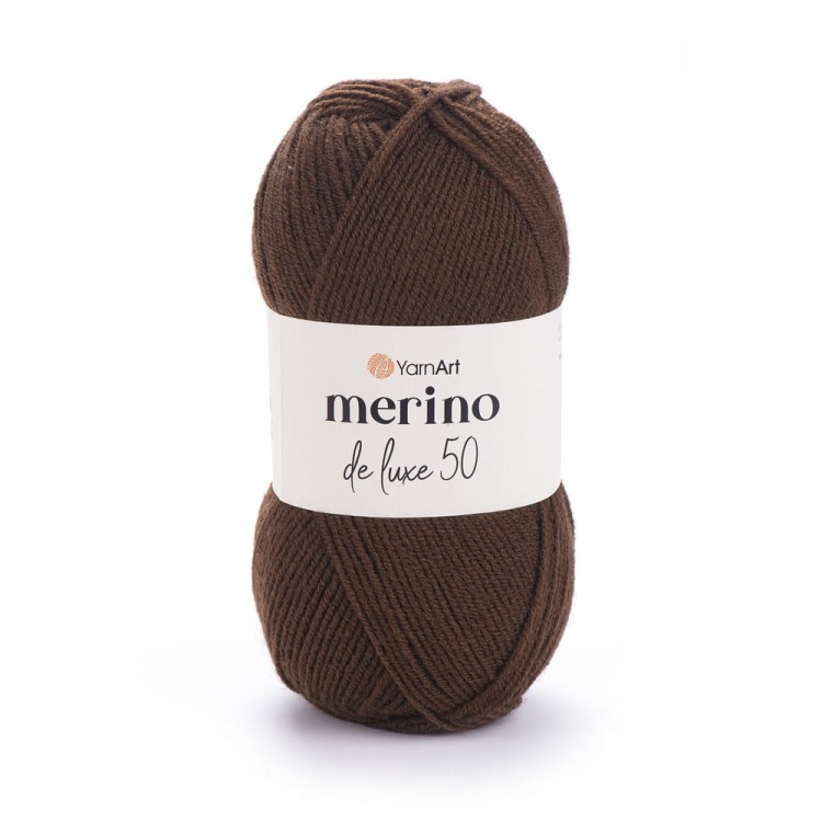 Włóczka merino Yarnart Merino de Lux ciepły czekoladowy brąz kolor 3067.