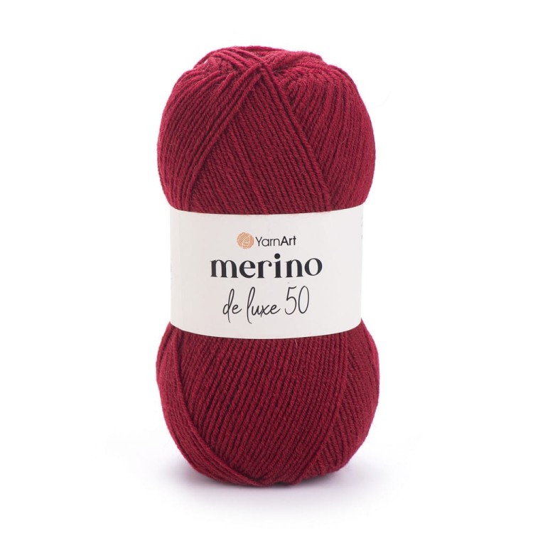 Włóczka wełna merino  z akrylem YarnArt Merino De Lux kolor - ciemny czerwony - bordo kolor 3024.