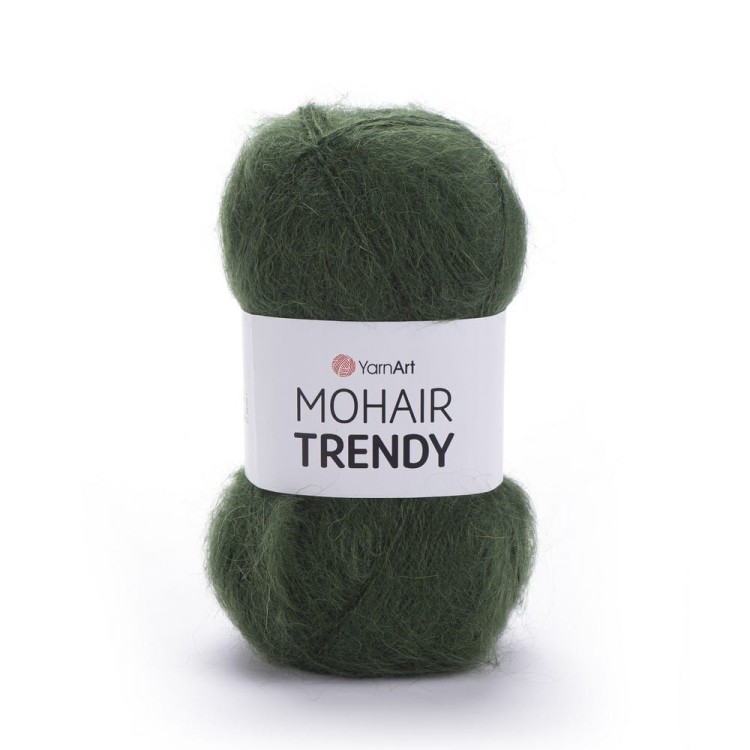 Miękka włóczka Mohair Trendy z długim włosem w kolorze oliwkowej zieleni kolor 111.