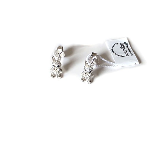 Delikatne srebrne kolczyki wkrętki kroliczki.